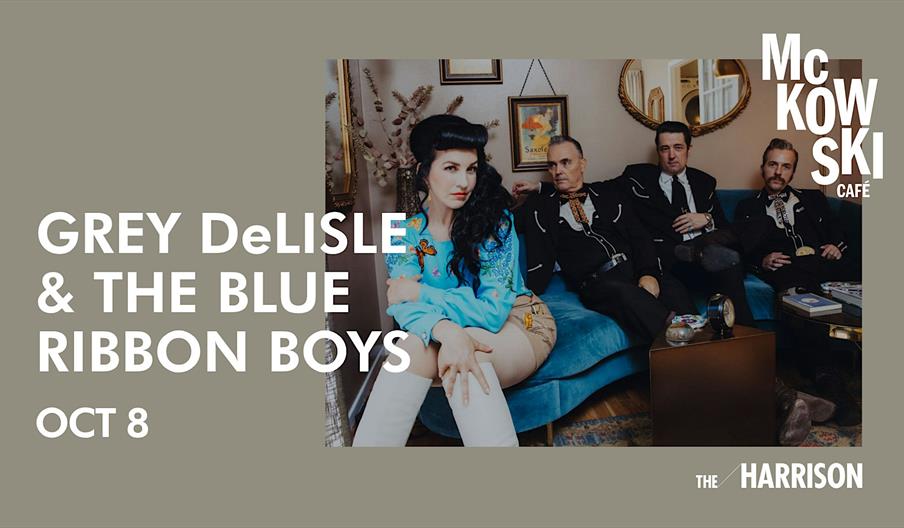 Promotional poster for Grey DeLisle & The Blue Ribbon Boys performing at The Harrison Belfast on 8 October.