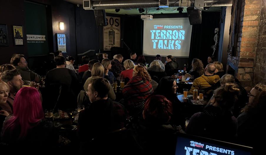 An audience attending a Terror Talk by Alternative Ulstours at Belfast's Sunflower Public House