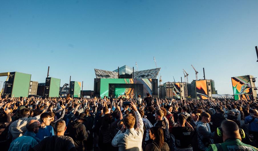 Main Stage with a large crowd during the daytime at AVA Festival 2025