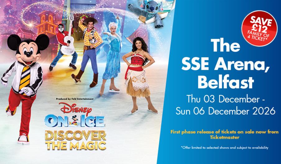 Disney on Ice promotional image for event at The O2 Arena, Belfast