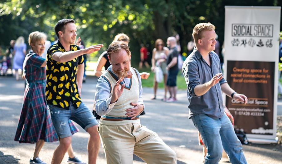 Participants enjoying Wednesday Swing & Jazz social dance class at Our Social Space