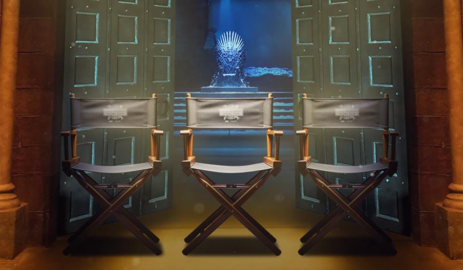 Promotional image titled "A Night With the Knights – 26th June 2026," showing a dimly lit medieval hall with Game of Thrones costumes displayed around