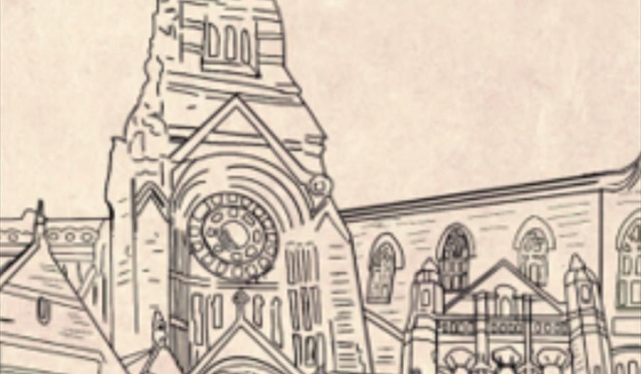 Pencil drawing of North Belfast landmarks