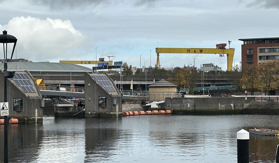 Image of river lagan with Samson and Goliath cranes.
