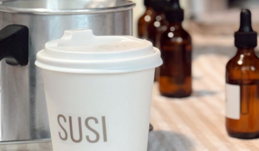 Coffee while creating your candlle