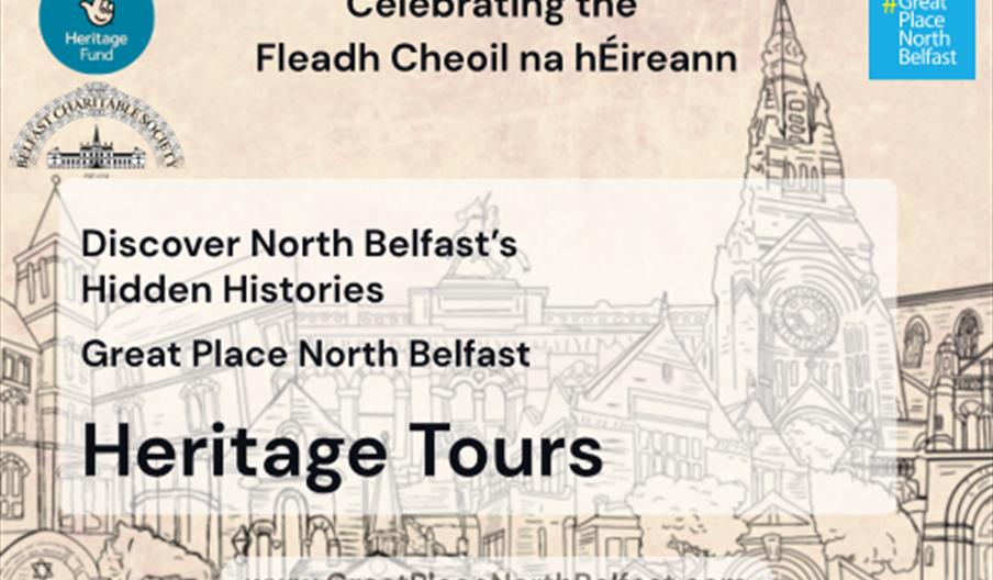 Information about heritage tour with drawn image of Clifton House in the background