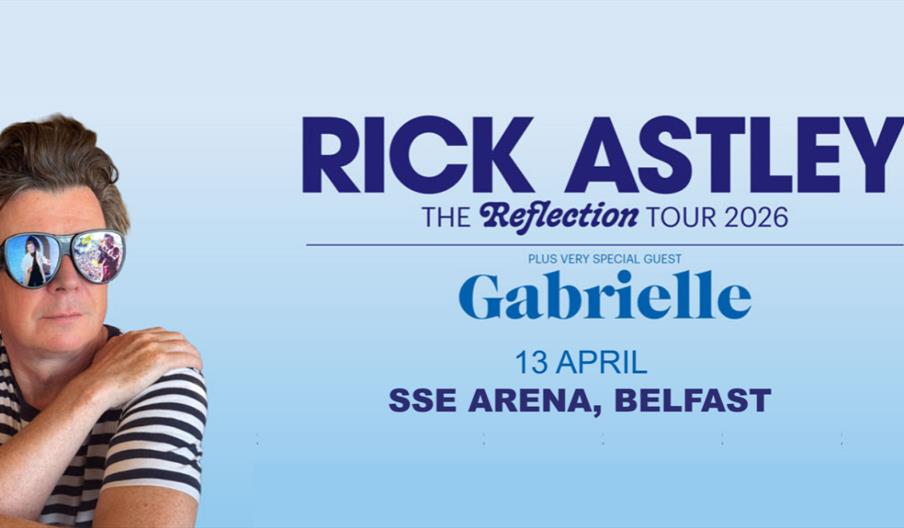 Rick Astley promotional image for event at The SSE Arena, Belfast
