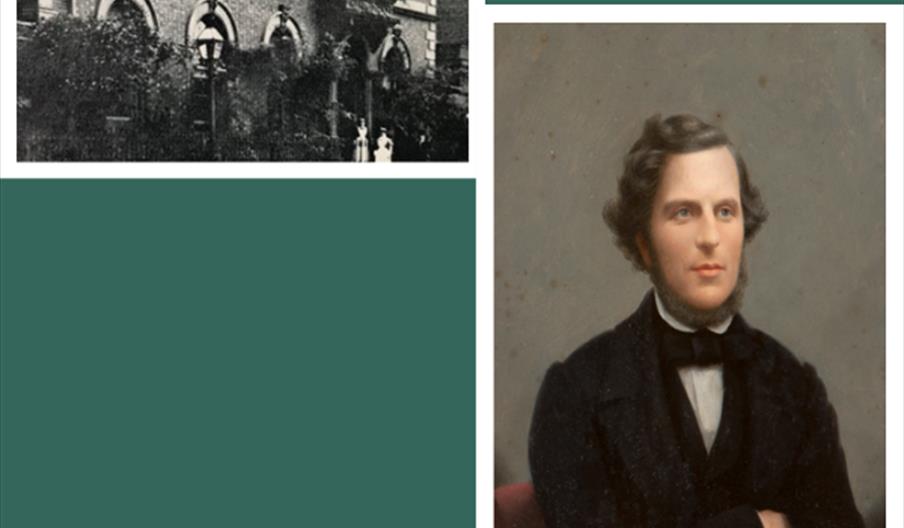 Old picture of skin hospital, old portrait of doctor, plans for hospital.