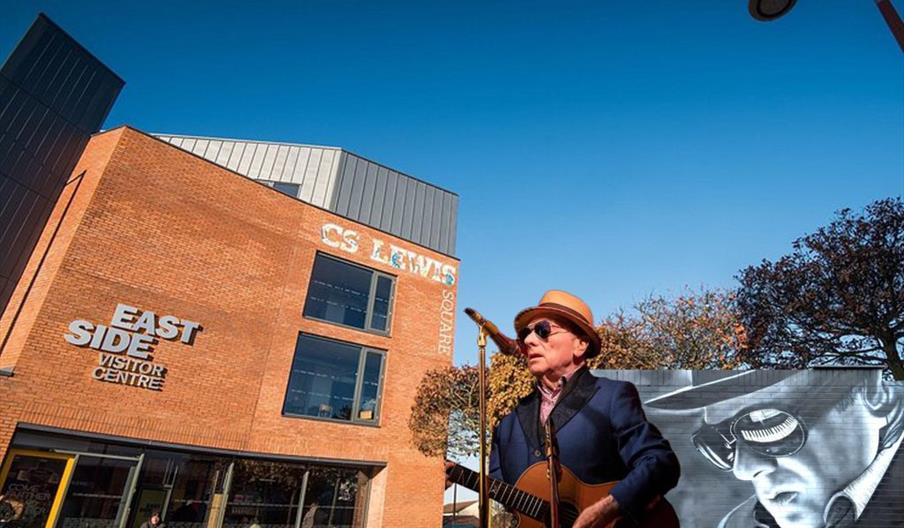 Image of Eastside Visitor Centre with mural