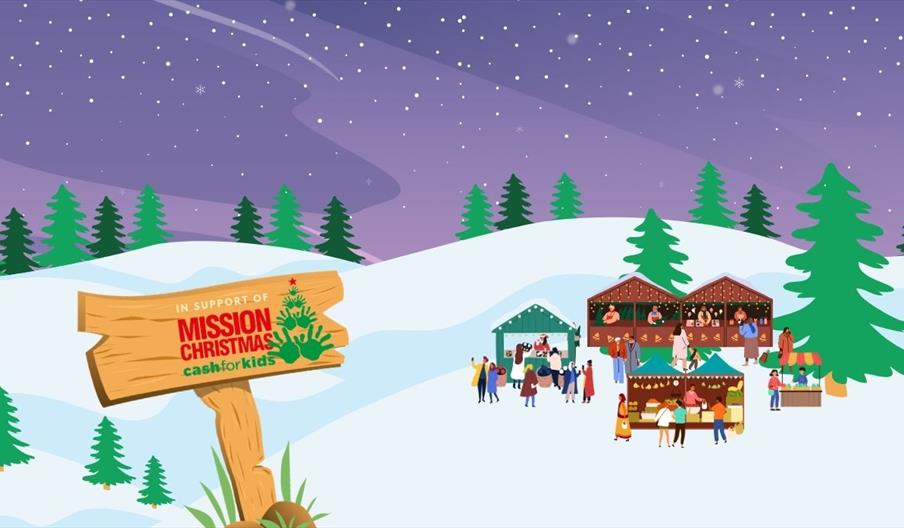 Market in snowscape