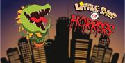 Carnivorous plant, cityscape and Little Shop of Horrors Logo